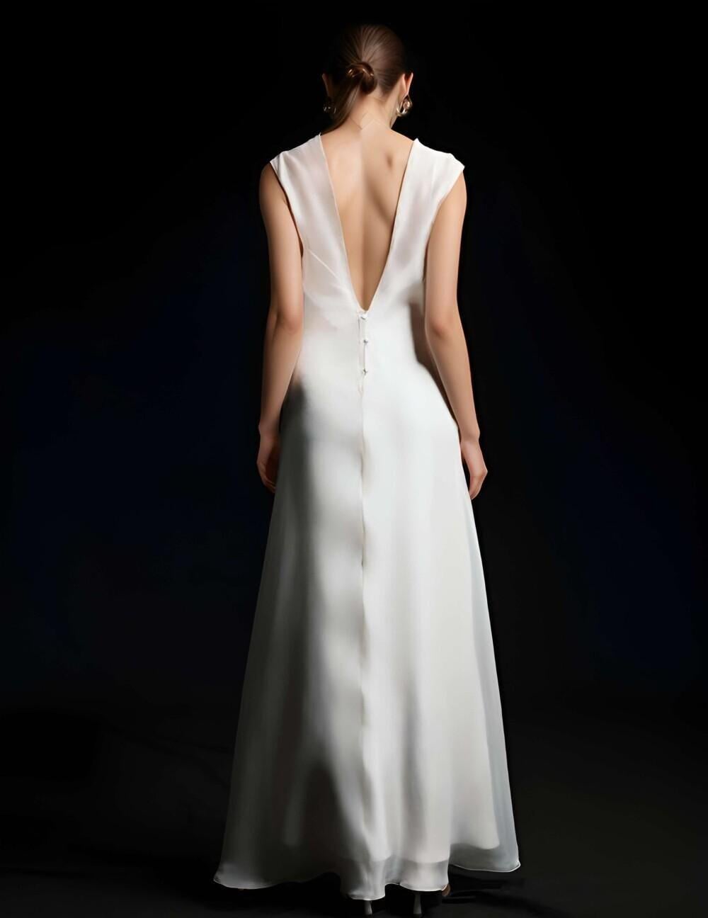 Ivory Silk Midi Dress Bridesmaid Slip Simple Wedding
