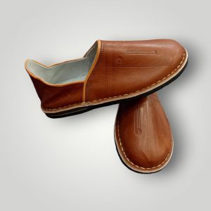 Handmade Moroccan Leather Babouche Stylish Brown Slippers Men