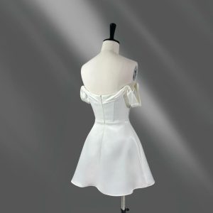 Ivory Silk Off Shoulder Dress Satin Bridesmaid Wedding